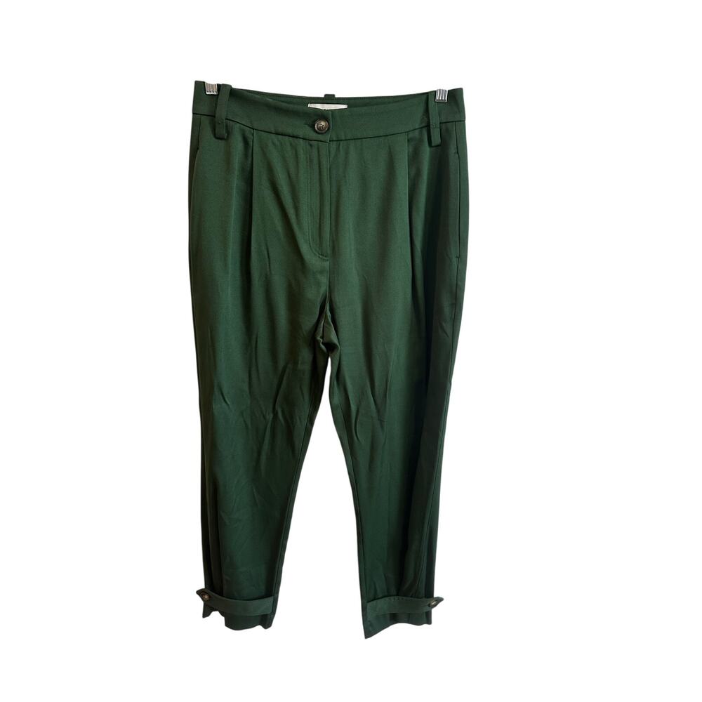 Reiss Duke Pleat Front Tapered Trousers Green Sz US 8 Women’s Dress Pants Great! - Picture 2 of 8
